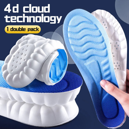 4D Sport Insoles Soft Breathable High-elasticity Shock Absorption Running Shoe Pad For Men Women Latex Massage Insole