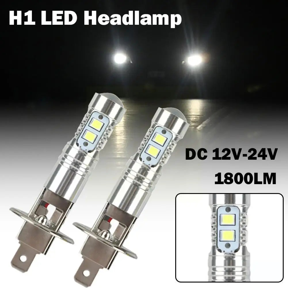 2pcs H1 Led Headlamp Bulb 6000k 100w High Low Beam Bulbs Truck Auto Light Fog Suv Driving White Headlamp Car M5n4