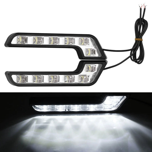 2x Bright White DC 12V 6 LED Daytime Running Light DRL Car Day Driving Fog Lamp for UTV Auto Truck