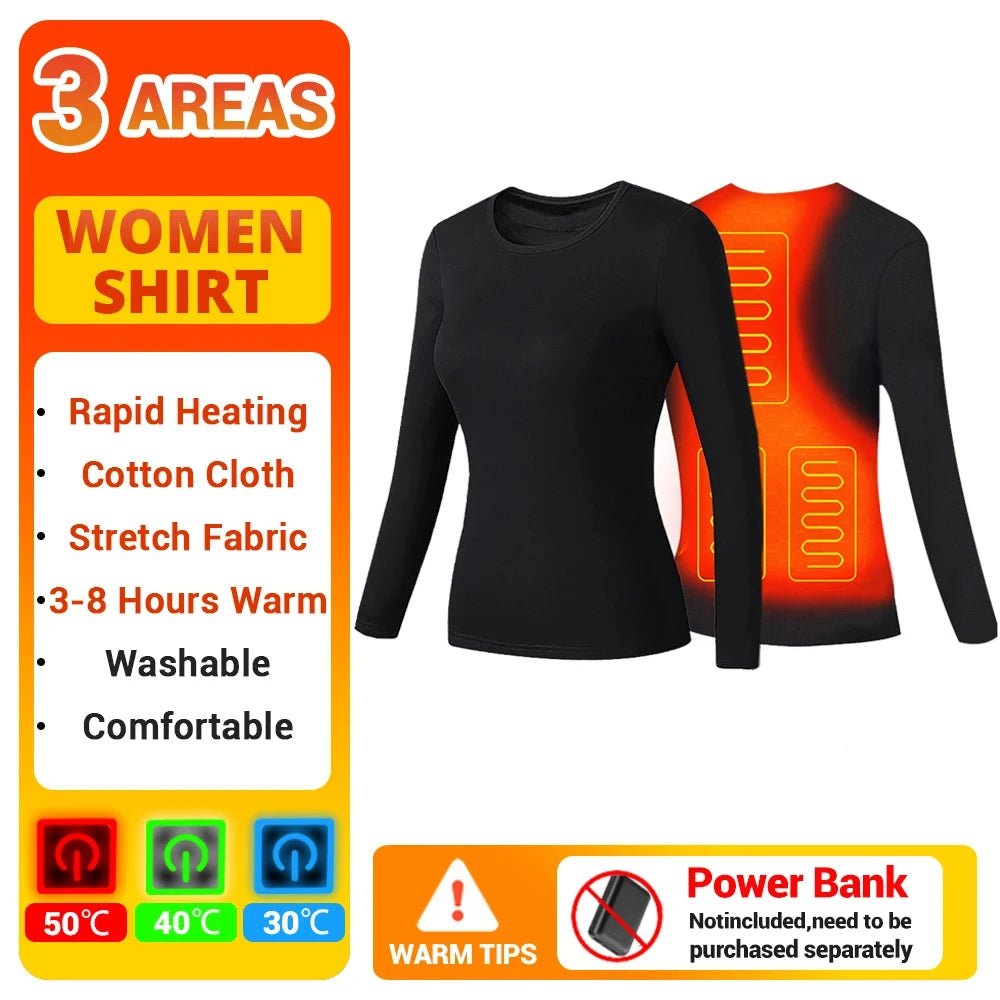 28 Area Winter Thermal Heated Jacket Women Vest Heated Underwear USB Electric Heating Clothing Men's Ski Suit Outdoor Warm Pants