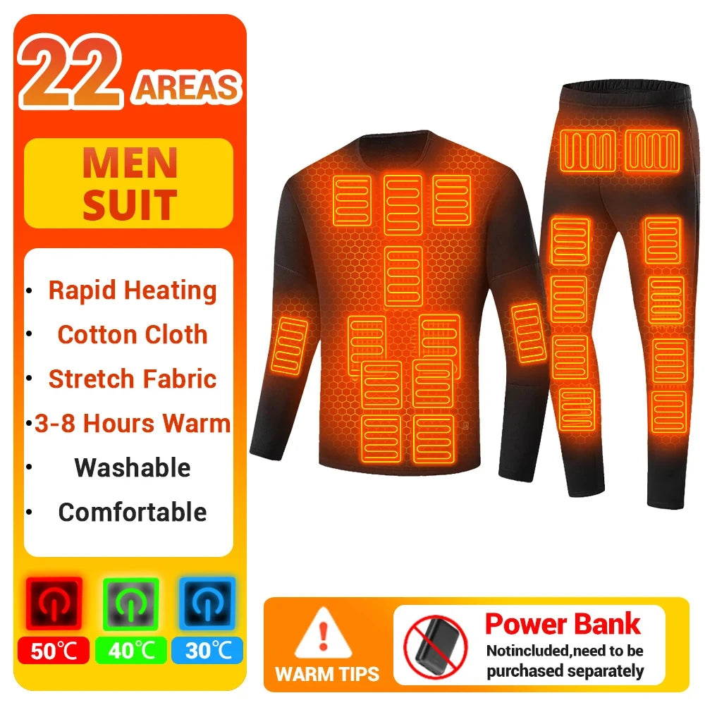28 Area Winter Thermal Heated Jacket Women Vest Heated Underwear USB Electric Heating Clothing Men's Ski Suit Outdoor Warm Pants