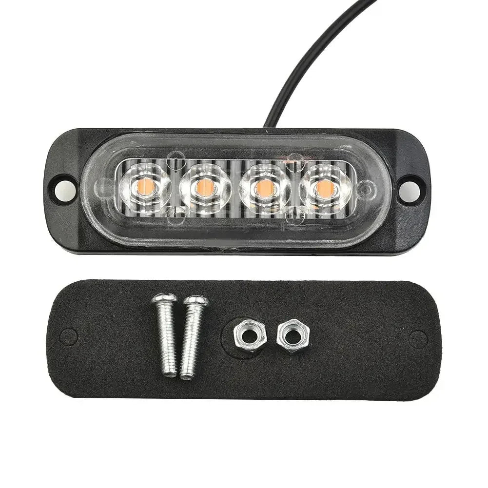 1 PCS 12W 4LED Truck Van Bar Off-Road Car Urgent Work Lamp Driving Fog Lights Yellow Light Bulbs Anti-collision