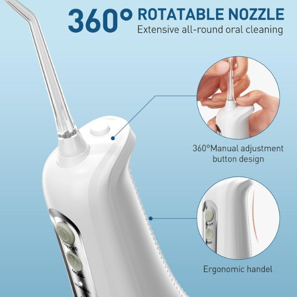 Water Dental Flosser Cordless For Teeth Cleaning With 4 Modes Oral Irrigator 5 Replaceable Jet Tips Portable And Rechargeable IPX7 Waterproof Teeth Cleaner For Home And Travel