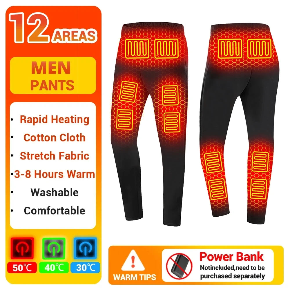 28 Area Winter Thermal Heated Jacket Women Vest Heated Underwear USB Electric Heating Clothing Men's Ski Suit Outdoor Warm Pants